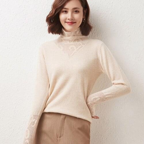 Autumn and Winter new Womens pile collar Cashmere Sweater Sweater fashion high neck loose Wool Sweater knitted bottoming shirt