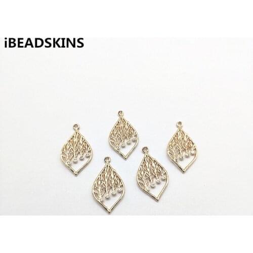 New arrival! 27x15mm Leaves shape Cubic Zirconia Copper Connectors for Earrings parts,Accessories,hand Made Jewelry DIY