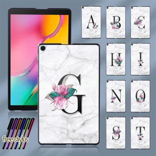 Durable Slim Tablet Case for Samsung Galaxy Tab A 8.0 (2019) T290 T295 Initial Name Pattern Plastic Back Case + Free Stylus