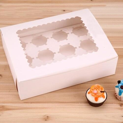 15pcs Clear Windowed Cupcake Boxes with Removable Tray for 6/12 Cups Cake Cookie for Party Christmas Food Kitchen Accessories