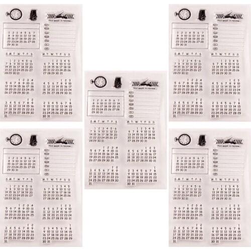 Transparent Calendar Creative Stamp DIY Photo Album Graphic Stamp Suitable for Childrens Gifts,5Pcs