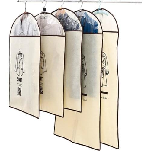 Vacuum Bags Dust Hanging Cover with Zipper for Home Clothes Garment Costume Suit Case Storage Non-woven Craft 5pcs/set FC88