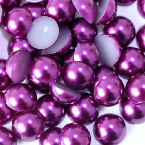 Size 1.5mm-14mm Purple Color Half Round Flatback Pearl Beads Loose DIY ABS Plastic Imitation Half Pearl Nail Arts Decoration