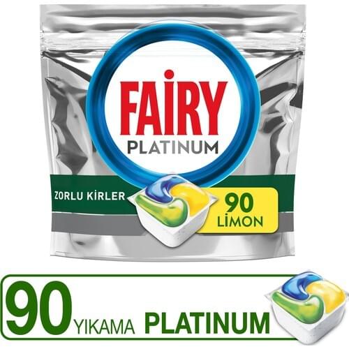 Fairy Platinum 90 Wash Dishwasher Detergent Capsule Lemon Scented