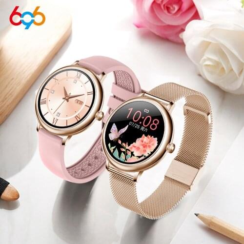 2020 696 Stylish Womens Smart Watch Luxury Waterproof Wristwatch Stainless Steel Casual Girls Smartwatch For Android iOS