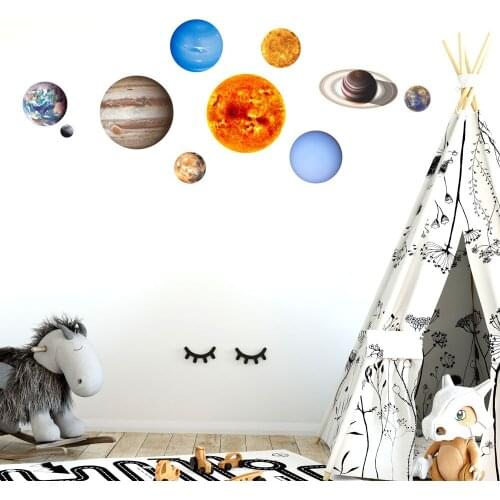 Luminous Moon Nine Planets Solar System Luminous Sticker Childrens Room Luminous Wall Sticker room decoration