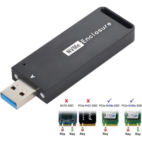 NVME PCI-E M-Key to USB 3.1 Gen2 10Gbps Solid State Drive External Enclosure 2230/2242mm