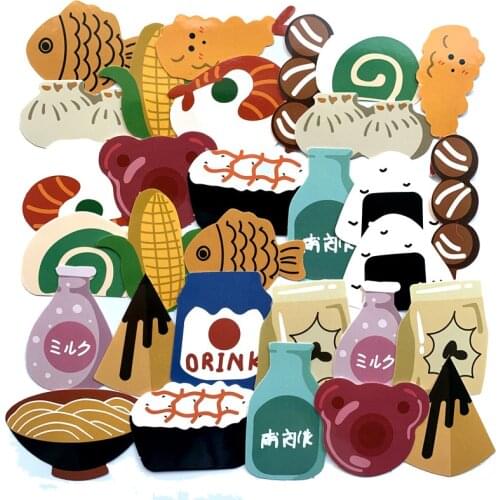 32pcs Japanese desserts: Braised sea bream cartoon waterproof Stickers For Suitcase Skateboard Laptop Luggage Fridge Phone Car