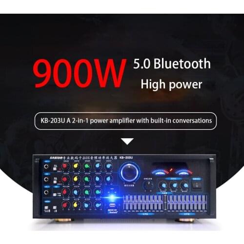 KB-203U hifi high-power KTV built-in Bluetooth amplifier wireless microphone with Bluetooth multifunctional karaoke amplifier