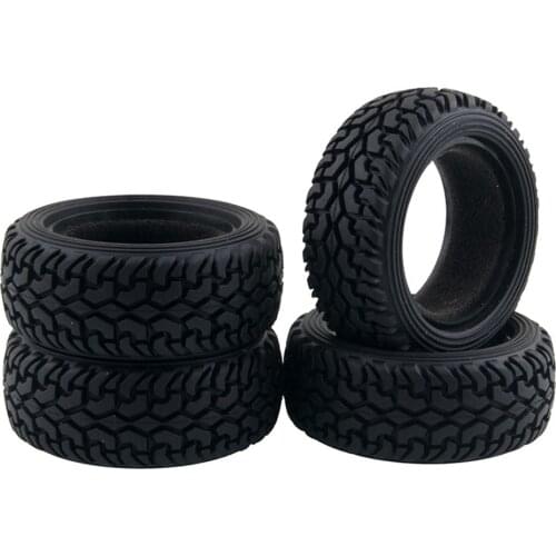 4PCS High Performance RC Rally Car Black Grain Rubber Tyre Wheel Tires for 1:10 4WD RC On Road Car Tamiya HSP HPI Kyosho