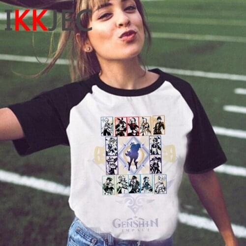 Genshin Impact Game Funny Cartoon T-shirt Men Harajuku Unisex Cute Anime T Shirt Graphic Kawaii Hip Hop Top Tees Tshirt Male
