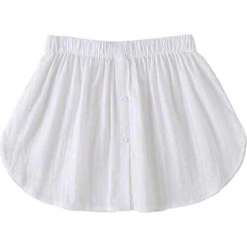 Women Layered Decorative Skirt Striped Jacquard White A-Line Flare Curved False Hem Buttons Detachable Apron Accessories