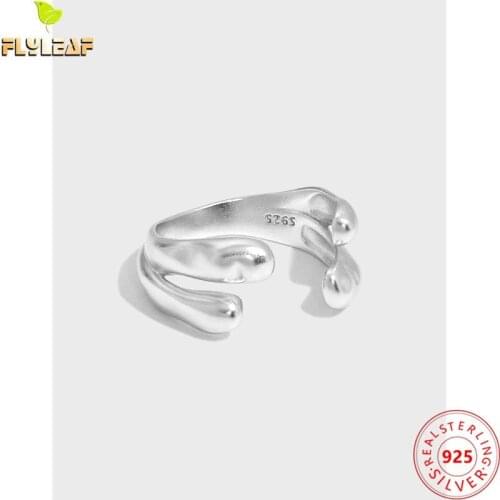 925 Sterling Silver Irregular Double Layer Open Rings For Women Light Luxury Female Fine Jewelry