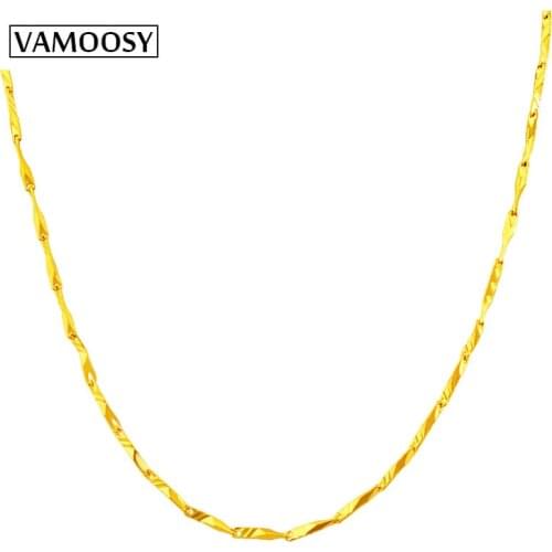 Gold Necklaces for Women Link Chain Necklace 24K Gold Chain Choker 2018 Fashion Short Collar for Female Wedding Bride Jewelry 5g