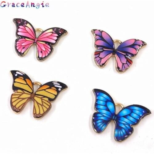 10pcs Alloy Animal charms necklace Enamel Gold Butterfly Pendant Charm Women DIY Jewelry Making Bracelet Crafts Necklace 22*16mm