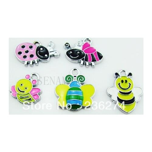 M6 Wholesale Mix 100Pcs Alloy Metal Enamel Bee Charms DIY hang charms accessories bead bead