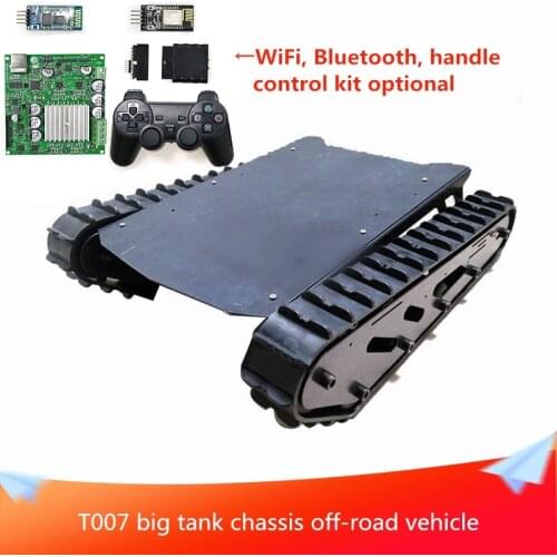 12V Motor T007 Large Load Tank Chassis Off-road Vehicle Kit Pure Rubber Material Track, A58SW-555 Motor and Control Kit Optional