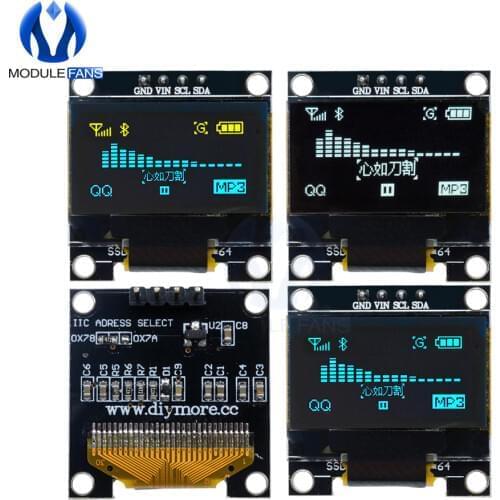 128X64 128*64 0.96 Inch I2C IIC Serial Yellow Blue LCD OLED LED Display Module for Arduino STM32 Controller Driver Board