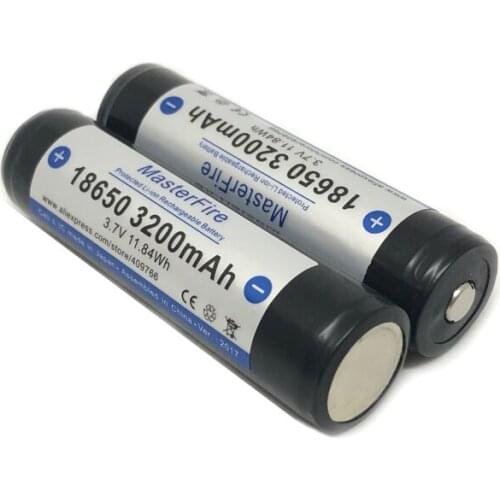 2pcs/lot MasterFire Original Protected 18650 3.7V 3200mAh Rechargeable Battery Lithium Batteries Cell with PCB Made in Japan