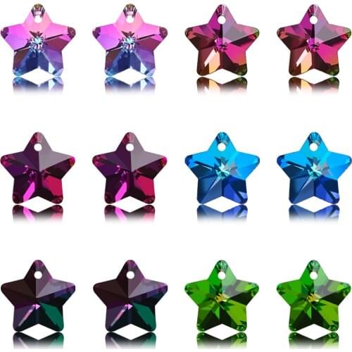 20pcs/lot 14MM Glass Beads Star Pendant Crystal Charms For Women Jewelry Making Necklaces DIY Earring Findings Wholesale