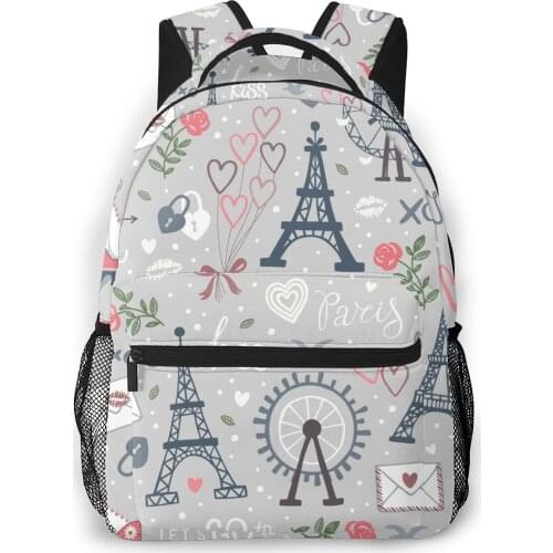 2021 OLN Backpack Women Shoulder Bag Observation Wheel And Eiffel Tower Fashion School Bag For Teenage Girl Backpacks Travel Bag
