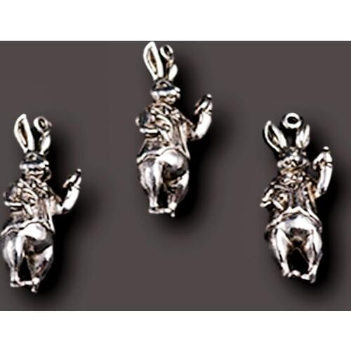 3pcs Antique silver color 3D rabbit gentleman charm hip hop necklace bracelet DIY handmade metal jewelry alloy pendants display