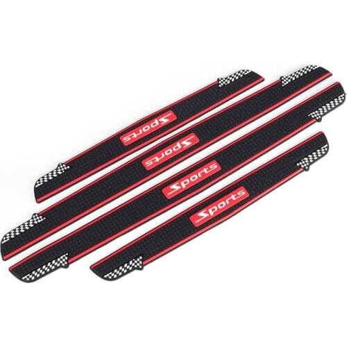 4PCS Car Door Scuff Sill Cover Panel Black Rubber Protector Sport Style Bumper Corner Protector Universal