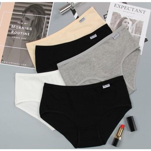 5pcs/lot New 2020 Solid Color Panties For Women Cotton Comfort Mid Rise Sexy Lingerie Women Panties Girl Shorts Underpants