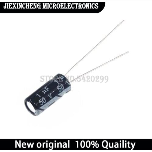50pieces) 50V1UF 4*7MM 5*11MM Aluminum electrolytic capacitor 50V 1UF 4*7 5*11 Higt quality