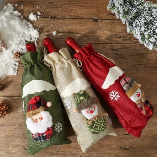 Red Wine Bottle Cover Bags Decoration Home Party Santa Claus Christmas packaging Christmas merry Christmas decoration LX8574