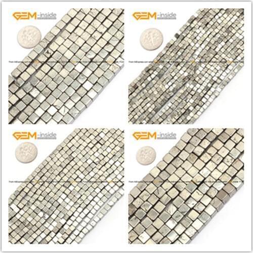 Gem-inside 3-10mm Natural Stone Beads Gray Pyrite Loose Cube Beads For Jewelry Making Beads 15'' DIY Beads Jewellery