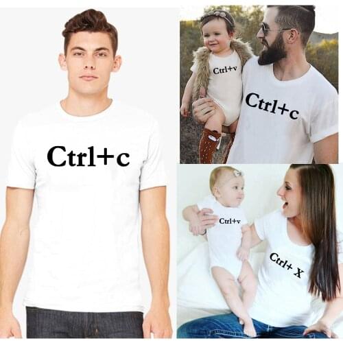 Ctrl X/c/v White Family Matching Tshirts Father Mother Son Daughter Clothing T Shirt Baby Bodysuit Mom Daddy and Me Tops Tees