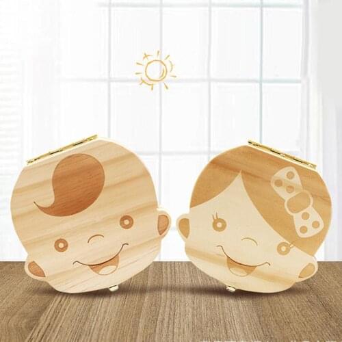 Wooden Baby Kids Tooth Storage Box Teeth Umbilical Lanugo Organizer Gift Keepsakes Save Milk Teeth Storage Infant Souvenir Box