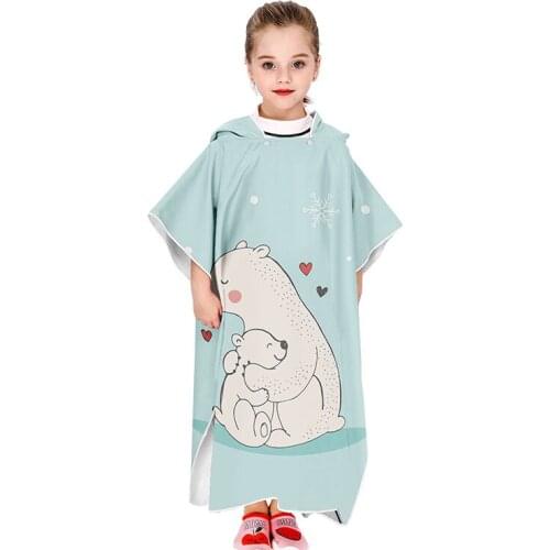 Microfiber Kids Beach Bathrobe Changing Robe Poncho With Hood Surf Poncho Compact Quick Dry Hooded Towels Gift