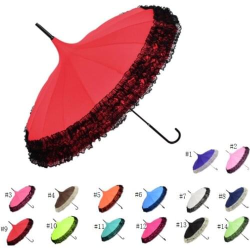 Elegant Semimatic Lace Umbrella Fancy Sunny And Rainy Pagoda Umbrellas 14 Colors Available Hhdct SN916