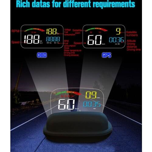 HD Car Display C800 Car OBD2 GPS Mode Speed, RPM, Water Temperature Trip Distance ASL MINI HUD Head-up Car Monitor Universal