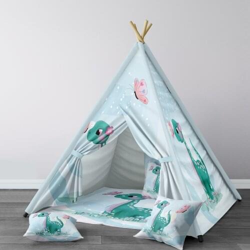 Play Tent for Kids Wigwam Portable Indoor Playground Tents Children Bedrooms Light Blue Dinosaur Butterfly Model 225