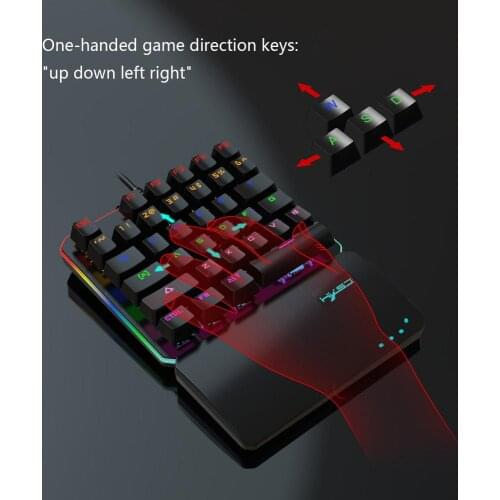 Gaming Portable Keyboard USB Wired Gaming Keypad With LED Backlight 35 Keys One-handed Mechanical RGB