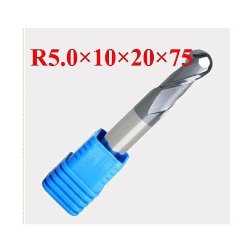CNC tool TAPC tungsten alloy milling cutter alloy ball end milling cutter HRC50 2F-R5.0*10*20*75