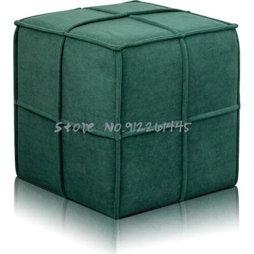 Italian Leather Stool Lazy Household Small Stool Shoe Replacement Stool Sofa Stool Light Luxury Nordic Square Stool Pier