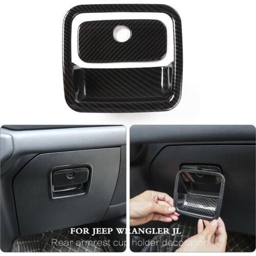 Co-pilot Storage Box Handle Cover Trims Fit 2018 for Jeep Wrangler JL Carbon Fiber