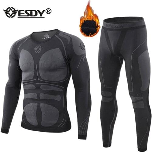 ESDY Athletic Thermal Underwear Sets Men Warm Fitness Legging Tight Undershirts Compression Quick Drying Male Thermo Long Johns