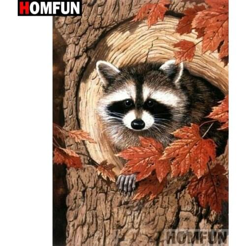 HOMFUN Square/Round Drill 5D DIY Diamond Painting "Animal raccoon" Embroidery Cross Stitch Full Rhinestone Decor A27213