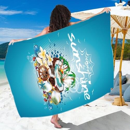 Summer Printed Portable Beach Towel Quick Drying Lightweight Water Sport Bath Towel Multifunction Lounger Chair Blanket Yoga Mat
