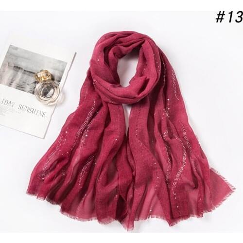 2020 Summer Muslim Women Linen Viscose Cotton Hijab Scarf Vintage Diamonds Glitter Femme Musulman Shawls Islamic Headscarf