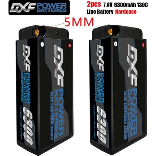 DXF RC Lipo Battery 2S Shorty 7.6V 6300mah 130C 260C 5mmGraphene Bullet Competition Short-Pack for RC 1/10 Car Boat Buggy Truck