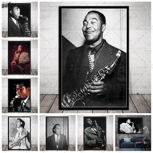 Charlie Parker Wall Art Poster Jazz Saxophone Musician Retro Pictures Prints Canvas Painting for Living Room Home Decor