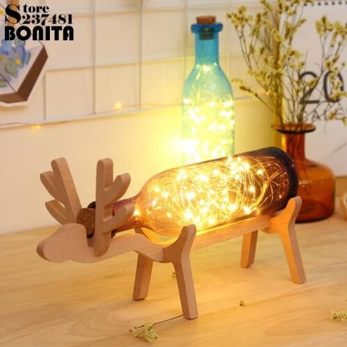Deer desk lamp Elk night light Handmade glass table light for bedroom Birthday Christmas present Led Lighting Fireworks Bottle