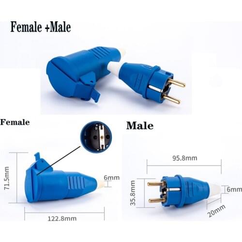 Newst EU Waterproof Female Socket Electrical Male Schuko Plug 16A 250V AC Power Adapter 4000W Power Socket Industrial