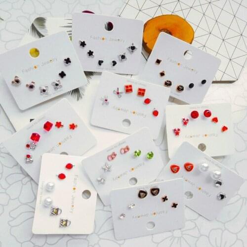 Wholesale 3 Pairs/Set Acrylic Cheap Stud Earrings Set Womens Punk Jewelry Crystal Pearl Flower Butterfly Female Earrings Gift